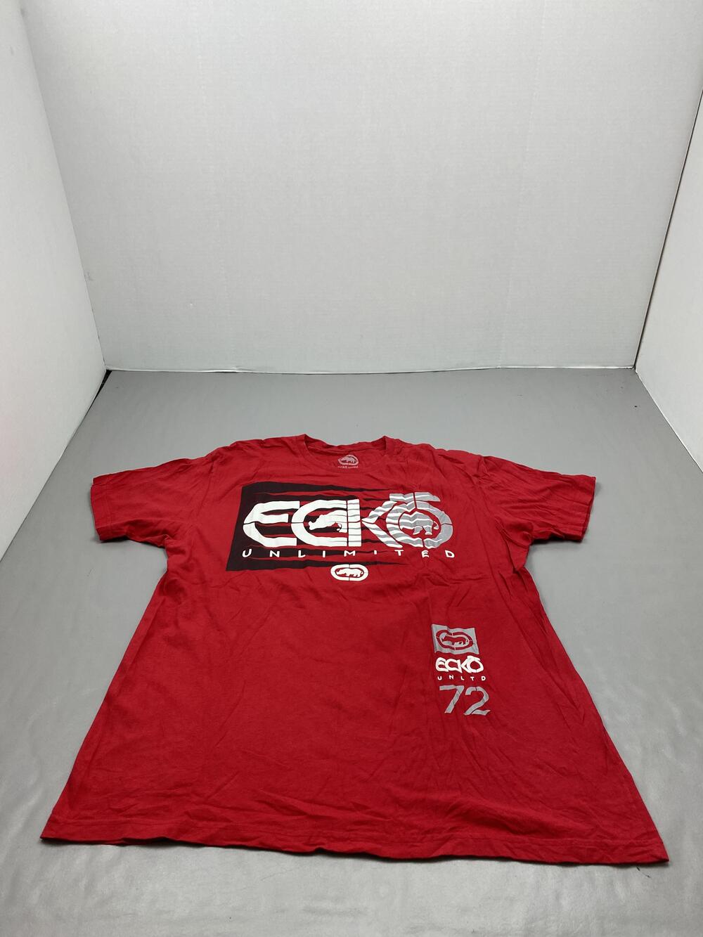Ecko Unltd. Shirt Mens 2XL Red Graphic Logo Crew Neck Cotton Jersey Tagless